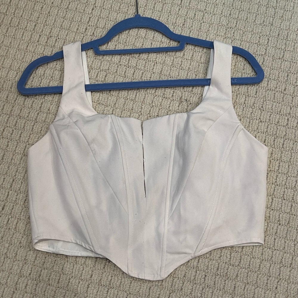Missguided White Crepe Corset Top, Size US 4